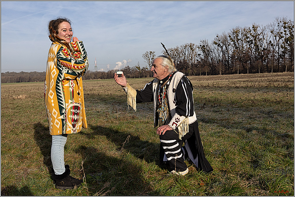Cheyenne-Halbblut Hunting Wolf in der Falknerei Pierre Schmidt; Gymnich, 09.02.2023